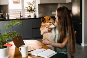 girl-sitting-with-laptop-hug-corgi-dog-home-remote-work-house-girl-play-with-lovely-welsh-corgi-pembroke-break-online-work-lifestyle-with-domestic-pet - Lapto Portal